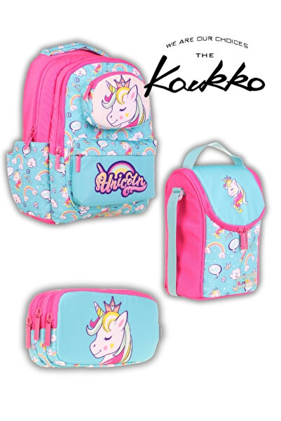 KAUKKO Toys Unicorn Desenli 3’lü Okul Çanta Seti