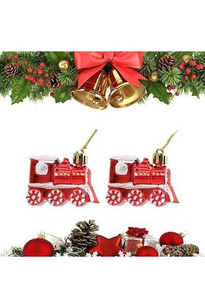 Parti Dükkanım Christmas Ornament Red Train 2 Pieces