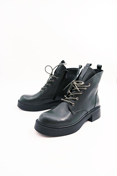 Tenau Πράσινες γυναικείες μπότες από γνήσιο δέρμα