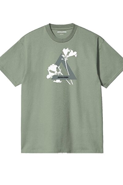 Jack & Jones JACK&JONES JCOFLORAL ΤΡΙΓΩΝΙΟ ΤΣΕ SS CREW NECK FST 12259903   ΠΡΑΣΙΝΟ