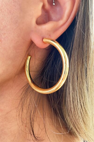 Sose Moda 4cm Wide Gold Hoop Earrings