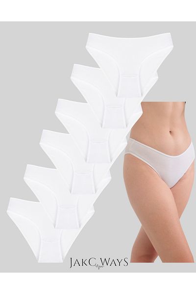 JAKC WAYS White Color 6 Pack Women's Bikini Panties - Cotton and Stretchy