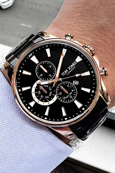 Tom Jones ساعة يد رجالية سوداء Agr374