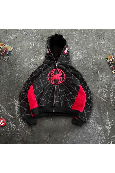 Gofeel Spider Web Embossed Printed Full Zip Cardigan (3 Thread)