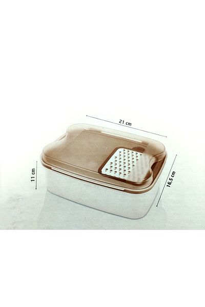 VİP AHMET Clear Copper Lid Storage Container with Grater - Fairy Tale Cream, Salad Container with Board 4500ml