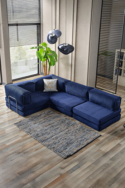 Doqu Home Living Fonksiyonel Köşe Koltuk Cosmo Lacivert
