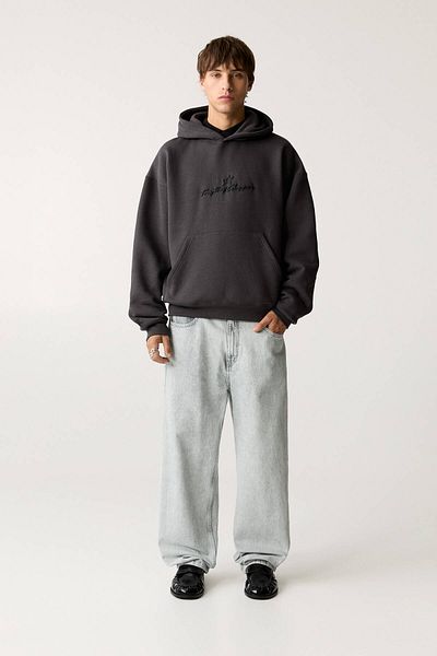 Pull & Bear One Piece Printed Hooded Sweatshirt