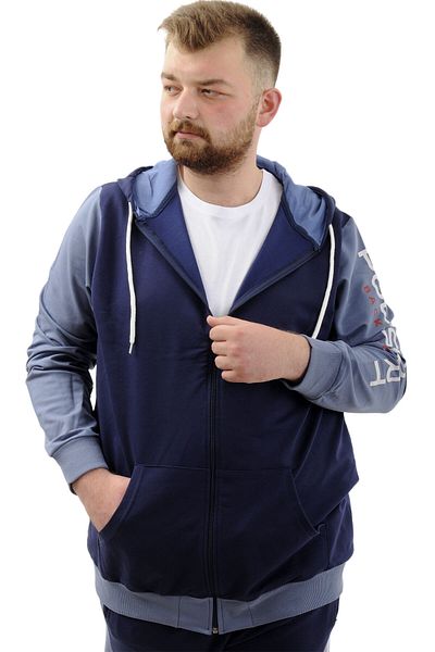 ModeXL Indigo Mode XL - Ανδρική φόρμα με φερμουάρ μεγάλου μεγέθους με κουκούλα U24523