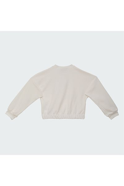 mumuko Girl's Crop Sweatshirt Ecru Color 100% Cotton