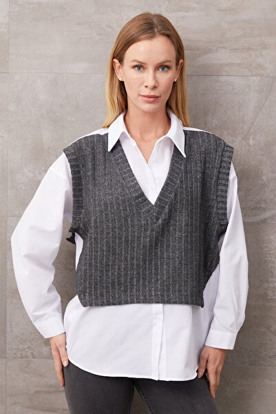 DPARİS Λεπτομερές πουκάμισο πουλόβερ