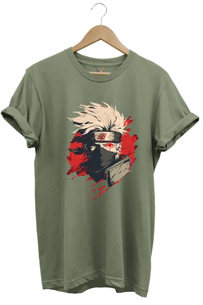 WİDİ Unisex Streetwear Anime Manga με εμπριμέ κομψό σχέδιο 100% βαμβακερό μπλουζάκι χακί με λαιμόκοψη