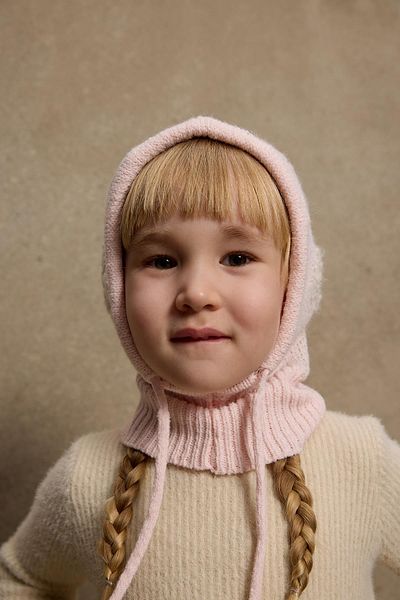 Fahhar Kids Pink Floral Braided Balaclava Beret