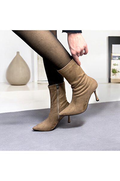 GLOWOXİN Streç Kadın Yumuşak Deri Topuklu Bot