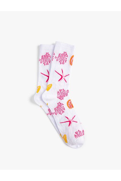 Koton Socket Socks Sea Themed Embroidered