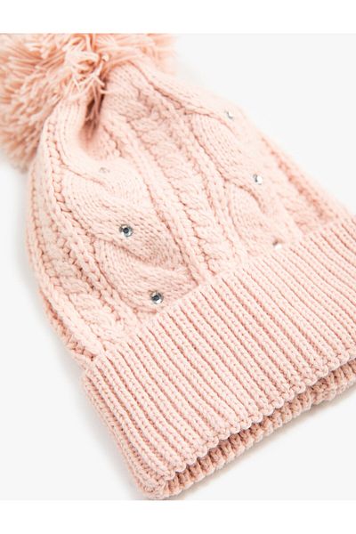 Koton Pompom Stone Knitted Beret