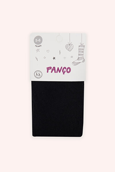 Panço Kız Çocuk Pamuklu Siyah Külotlu Çorap