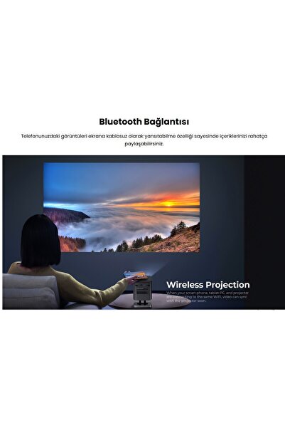 Havit 3D Sinema Deneyimi -Android 9.0 Pro Ruby Taşınabilir Bataryalı DLP Projeksiyon Cihazı