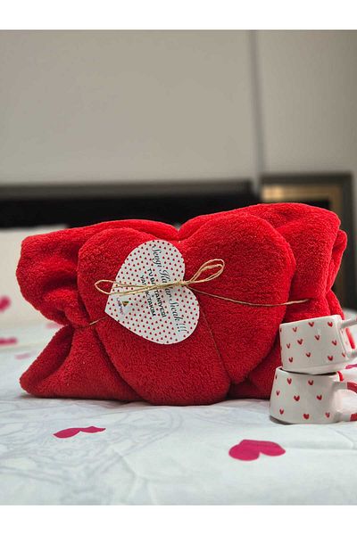 Lider MAGNESİA Leader Magnesia Silvery Fleece Single Personal Blanket and Heart Pillow Set