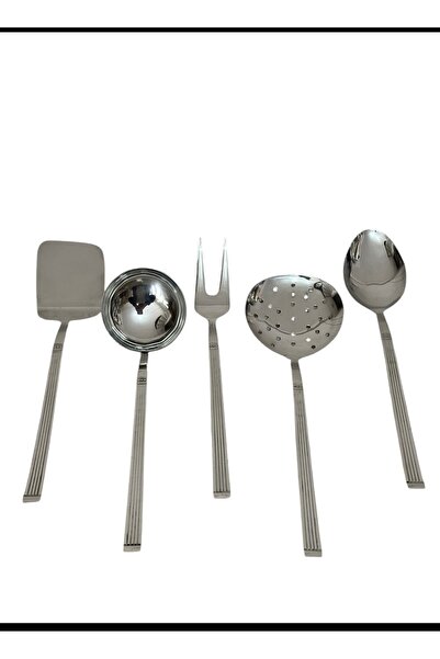 LeesHome 5 Pieces 18/10 Steel Serving Scoop - Spoon and Fork Strainer