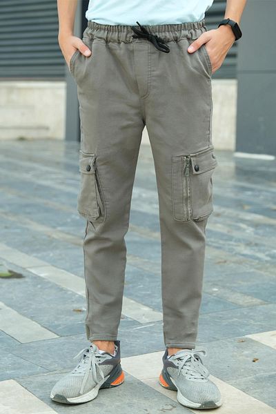 Zaziko Kids Boy's Elastic Waist Pocket Cargo Pants Pnt.5156-Z