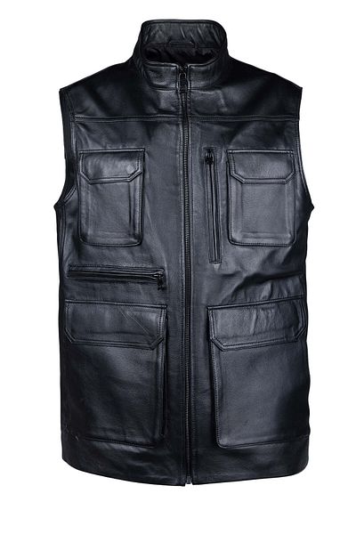 Tamer Tanca Men's Genuine Leather Black Vest Leather Coat