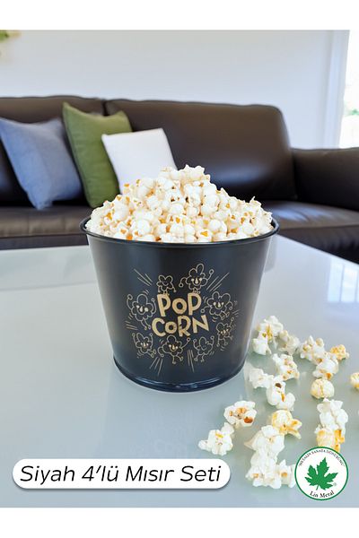 linmetal Black Metal Corn Bucket - Popcorn Bucket