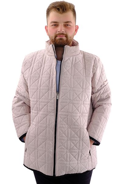 ModeXL Ανδρικό Μπεζ καπιτονέ παλτό μεγάλου μεγέθους - Stand Collar U24601