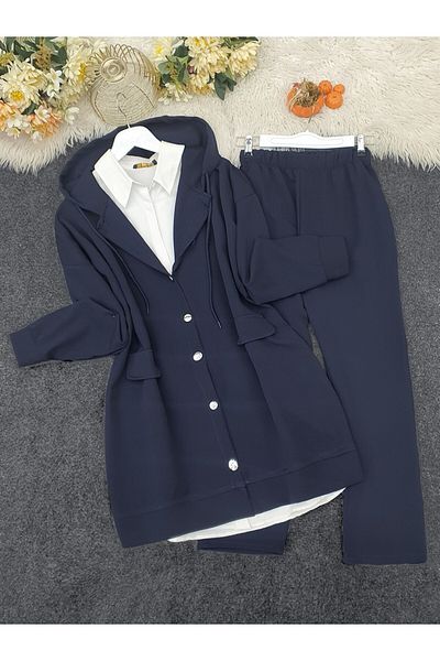 Modamorfo Hooded flap pocket pants suit -laci