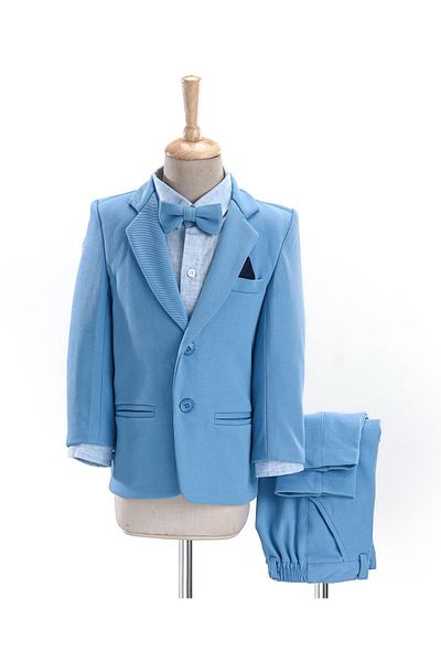 Babyhug Full Sleeves Solid Party Suit With Bow- Powder Blue