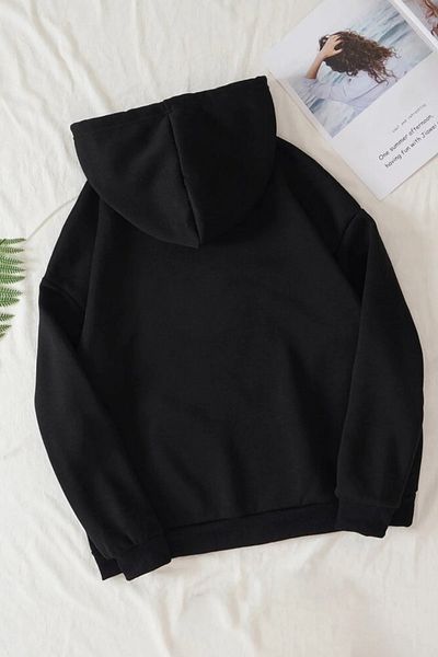 pandy Unisex Φούτερ με στάμπα NY Oversize με κουκούλα καγκουρό τσέπη