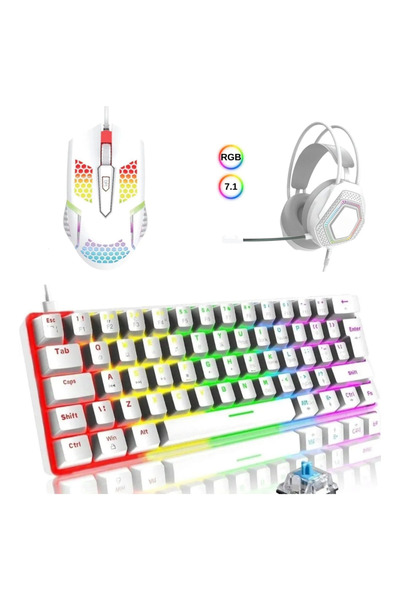 Everest Grup 5in1 Profesyonel Oyuncu Takımı 7.1 Kulaklık Işıklı Klavye ve Mou...