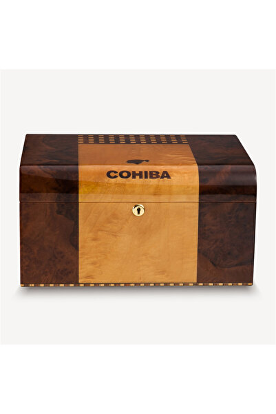 COHİBA Cohiba Cedar Kulplu Tepsili Puro Kutusu Humidor Kahve 100s