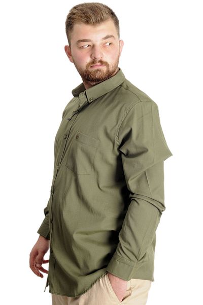 ModeXL Mode Xl Ανδρικό πουκάμισο μεγάλου μεγέθους με τσέπη Oxford 20366 Khaki
