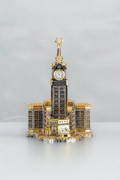 Güncel Vitrin Zirkon Taşlı Gold Zemzem Kabeli Dekoratif Biblo 16*25 cm