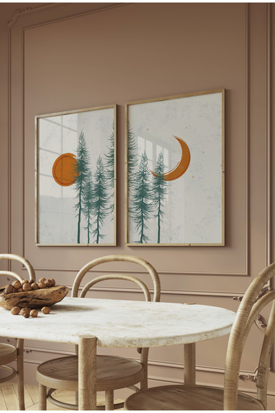 DokunArt Bohem Ikili Poster - Çerçevesiz Poster