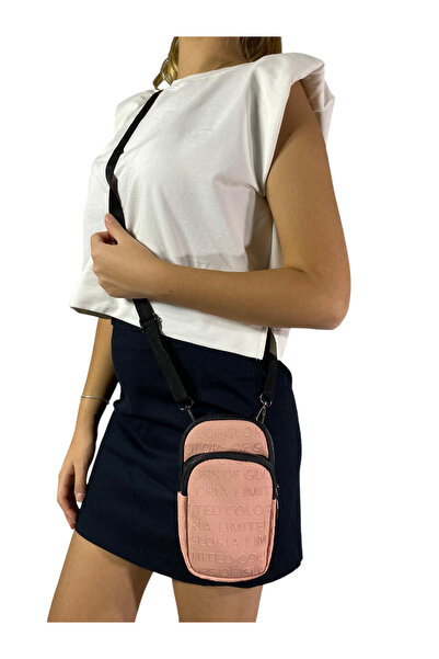 Gloria Geanta pentru telefon roz cu doua compartimente: latime 9 cm, inaltime 18 cm, latime 6 cm.