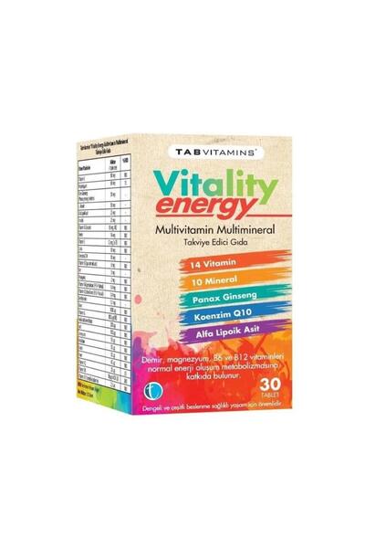 Tab İlaç Tab Vitamin Vitality Energy Multivitamin 30 Tablet