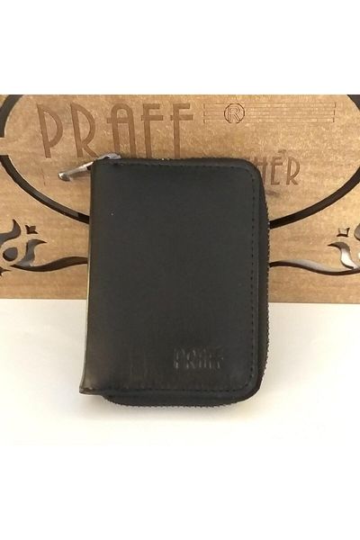 Praff 260503 Унисекс прозрачен картодържател от естествена кожа и картодържател с цип и отделение за банкноти