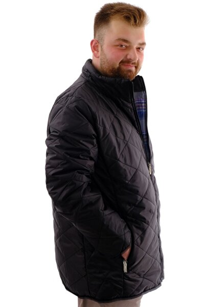 ModeXL Ανδρικό παλτό με καπιτονέ γιακά μεγάλου μεγέθους Mode XL U24601 Μαύρο ανθρακί