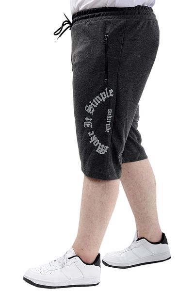 ModeXL Ανδρικό σορτς Capri Plus Size - Εκτύπωση, SIMPLE 24504 Antramelange