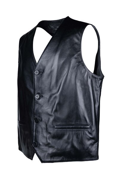 Tamer Tanca Men's Genuine Leather Black Vest Leather Coat