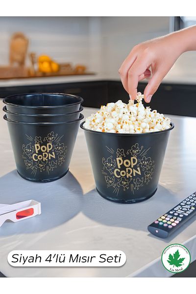 linmetal Black Metal Corn Bucket - Popcorn Bucket