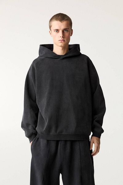 Pull & Bear Interlock Sweatshirt with Pale Effect and Hood