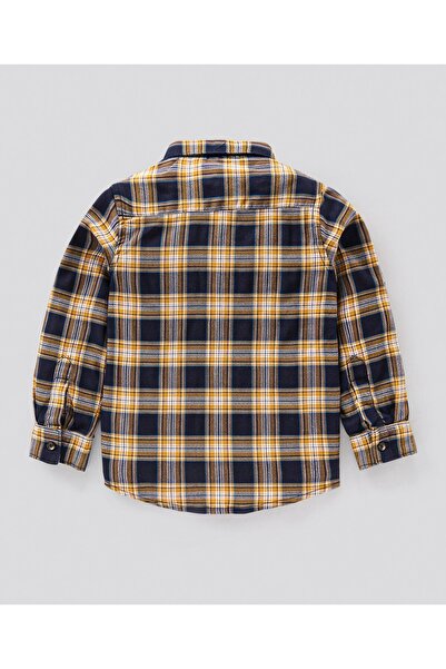 Bonfino Full Sleeves Checks Hooded  Shirt - Yellow Blue