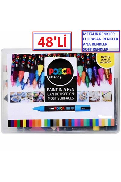 Uni Posca Set of 48 Pc-5M (1.8-2.5mm) Poska Pc5M Pc - 5m