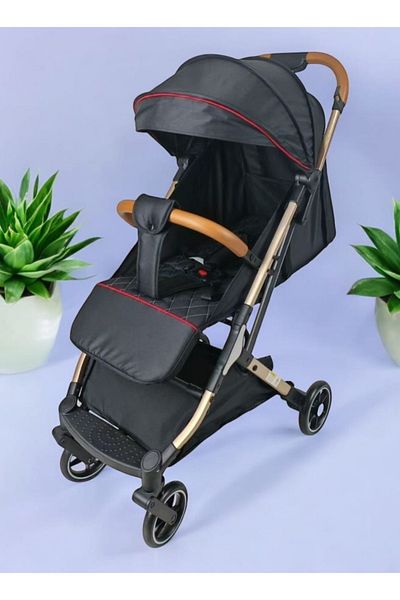 BabyCara Ultra Lightweight Baby Stroller Gold Frame Compact Folding for Travel Cabin