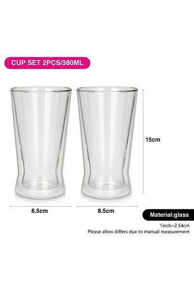 Fissman 2-Piece Double Wall Glasses 380 ml Borosilicate Glass