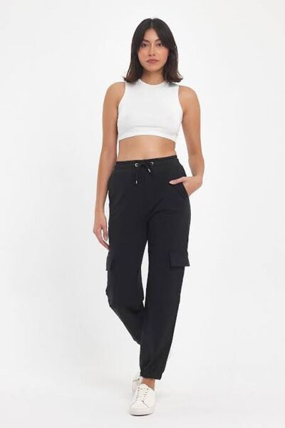 FİTGO Ženske crne Kargo džep trenirke