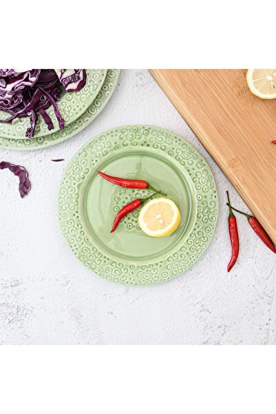 Fissman 1-Piece Ceramic Plate Green Crackle 21cm