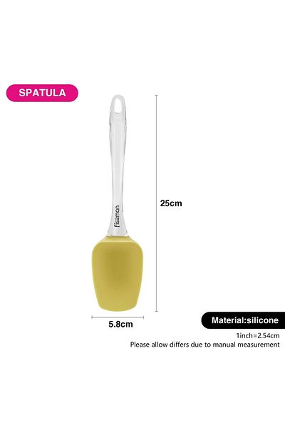 Fissman Silicone Spatula Turner, Transparent Handle High-Heat Resistant Spreading Spatula (Yellow)